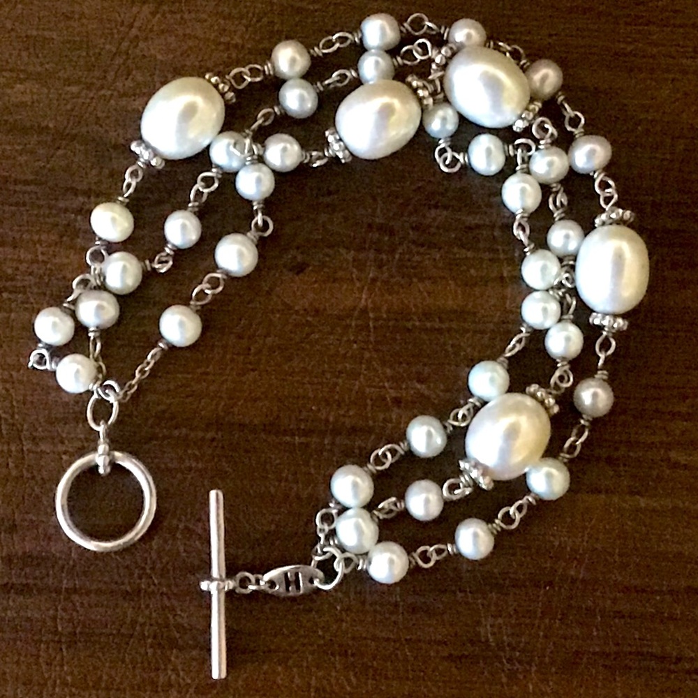 HONORA Genuine Pearls 3 Strands Bracelet